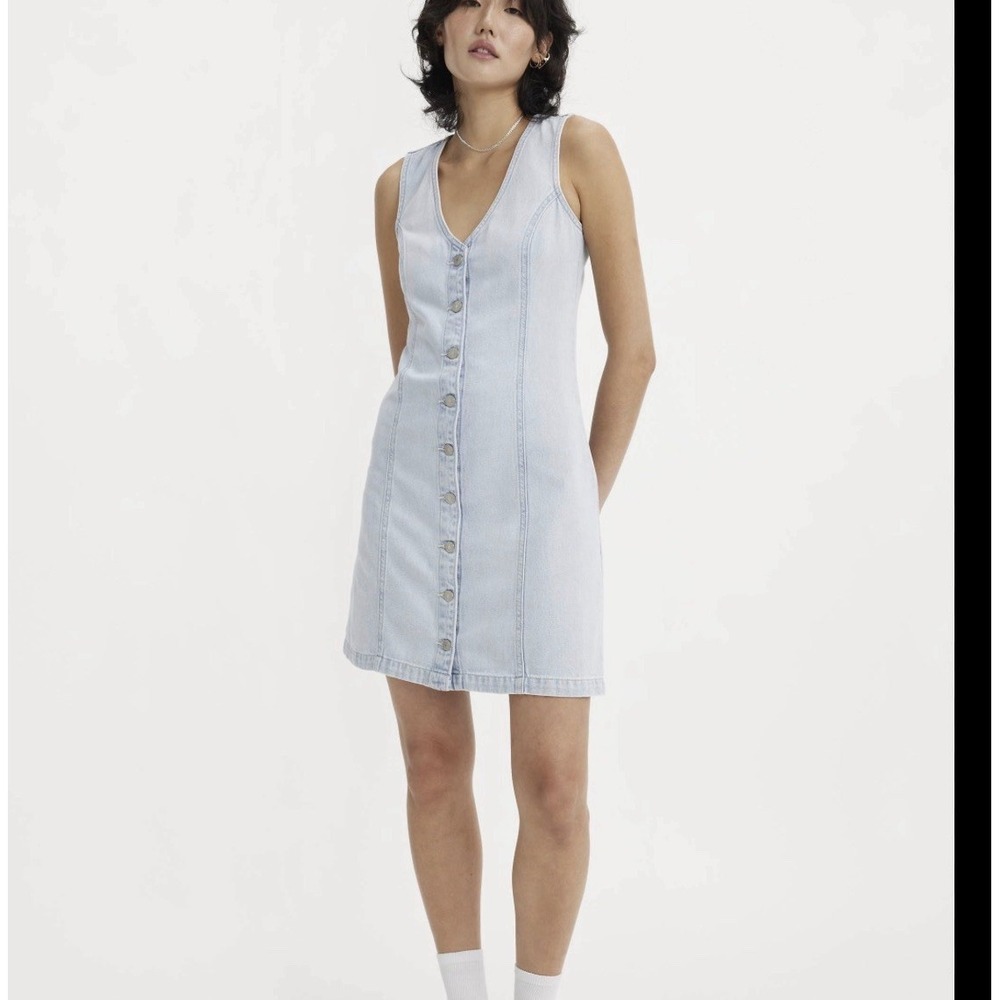 Levi's Thora Vest Sleeveless Denim Dress Women Size Medium Light Wash NWT